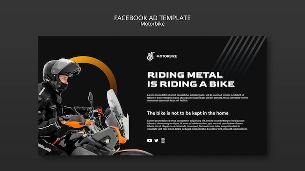 PSD gratuito plantilla de facebook de negocio de motos realista