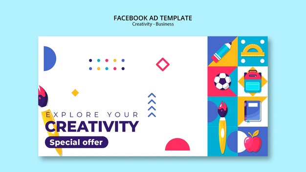 Plantilla de facebook de negocios de creatividad geométrica