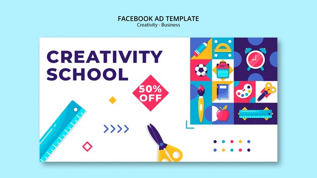Plantilla de facebook de negocios de creatividad geométrica