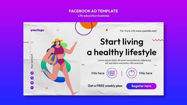 plantilla de Facebook para negocios de educación gradiente