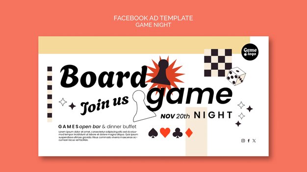 La plantilla de Facebook de la noche del juego