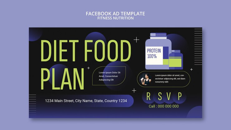 PSD gratuito plantilla de facebook de nutrición física