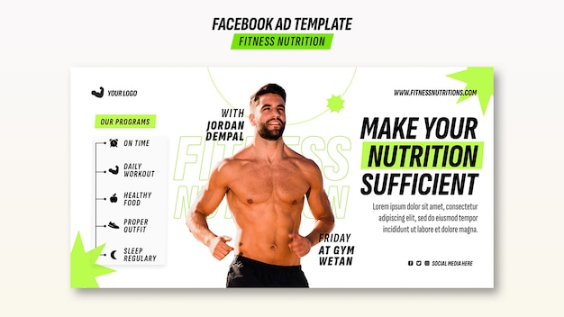 PSD gratuito plantilla de facebook para la nutrición de fitness