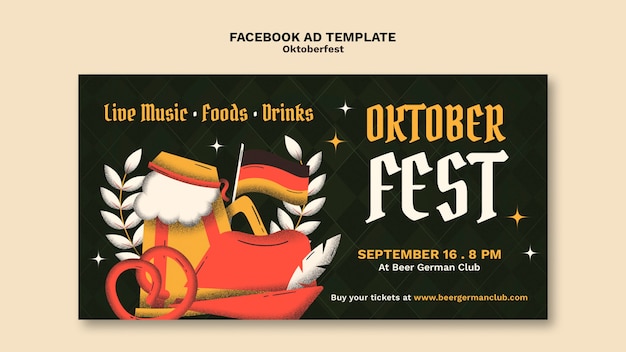 PSD gratuito plantilla de facebook de oktoberfest dibujada a mano