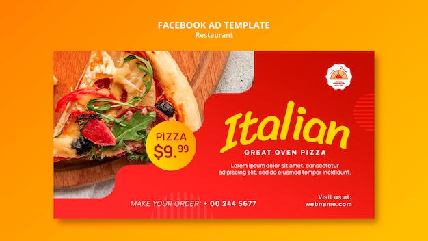 PSD gratuito plantilla de facebook de pizzería de comida deliciosa