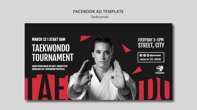 PSD gratuito plantilla de facebook de práctica de taekwondo