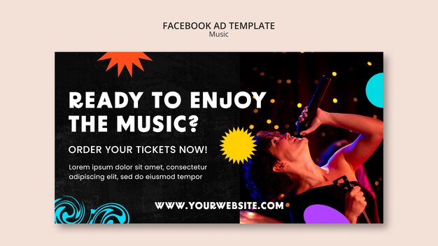 Plantilla de facebook de programa de música de diseño plano
