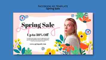PSD gratuito plantilla de facebook de rebajas florales de primavera