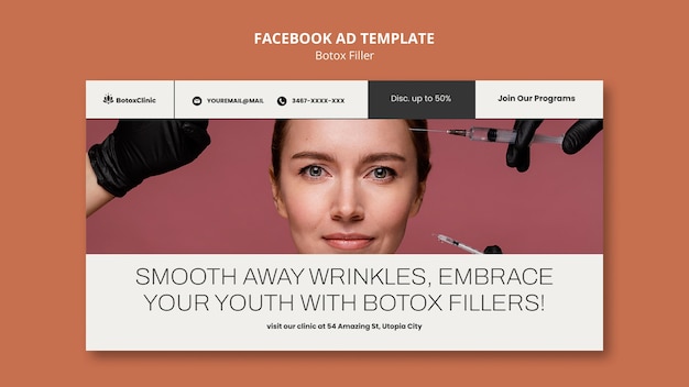 Plantilla de facebook de relleno mínimo de botox