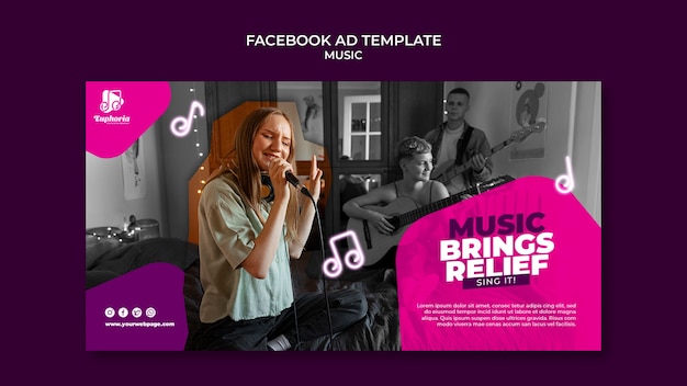 PSD gratuito plantilla de facebook de rendimiento musical