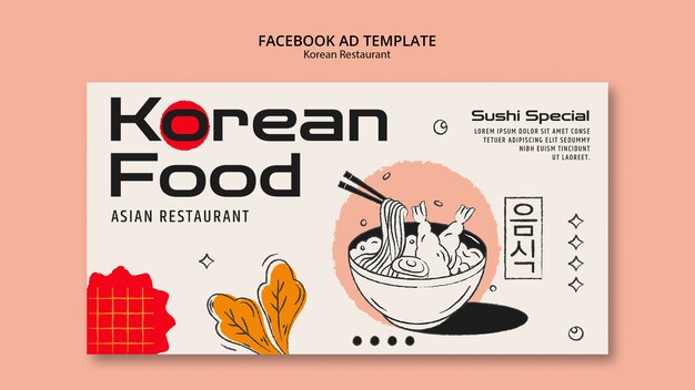 Plantilla de facebook de restaurante de comida coreana