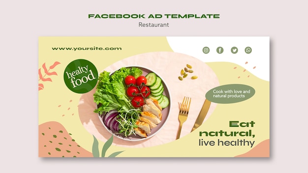 PSD gratuito plantilla de facebook de restaurante de comida deliciosa