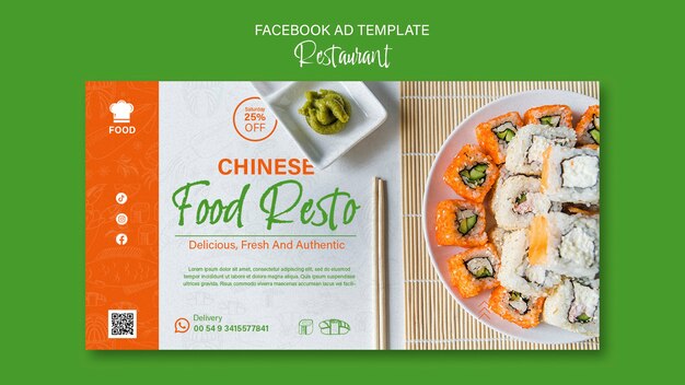 plantilla de facebook de un restaurante de comida deliciosa