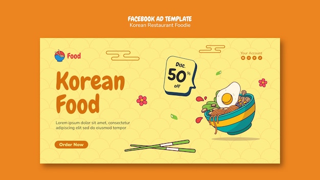 PSD gratuito plantilla de facebook de restaurante coreano