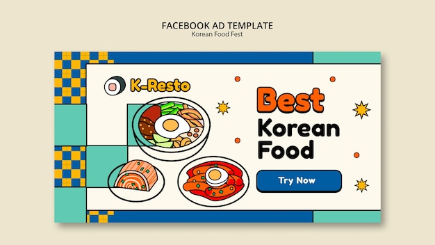 Plantilla de facebook de restaurante coreano