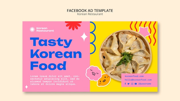 PSD gratuito plantilla de facebook de restaurante coreano