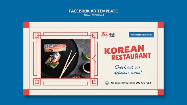 PSD gratuito plantilla de facebook de restaurante coreano