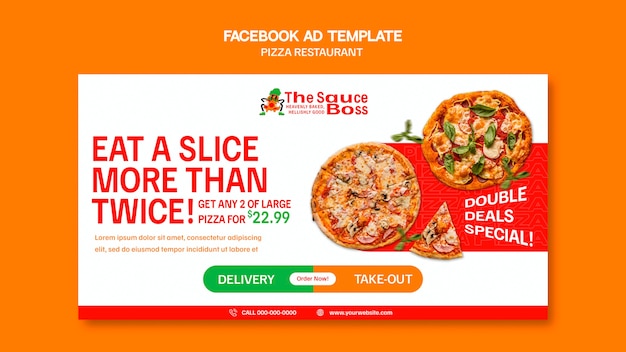 PSD gratuito plantilla de facebook de restaurante de pizza deliciosa