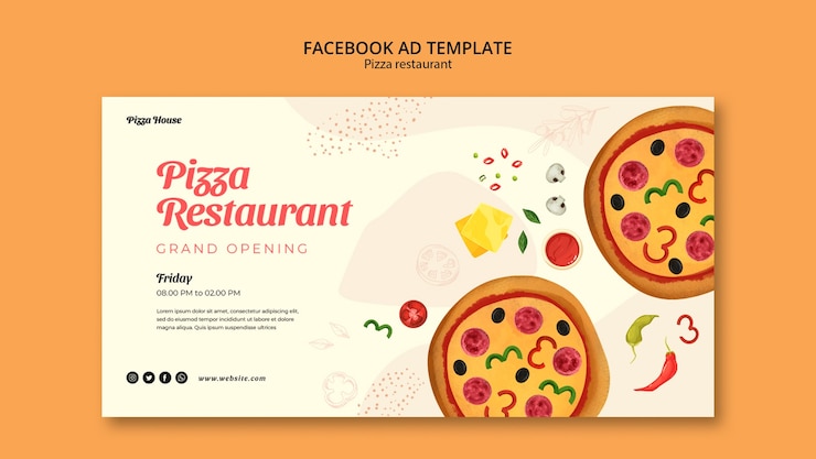 PSD gratuito plantilla de facebook de restaurante de pizza