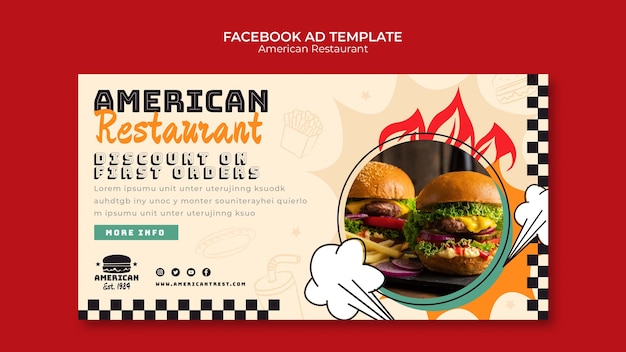 PSD gratuito plantilla de facebook de restaurante retro americano