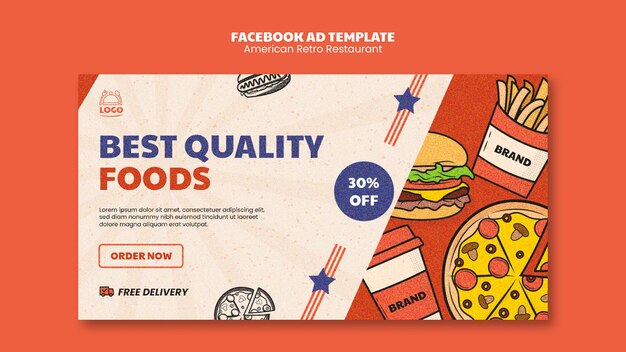Plantilla de facebook de restaurante retro americano