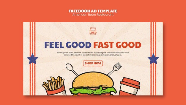 Plantilla de facebook de restaurante retro americano