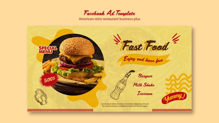 PSD gratuito plantilla de facebook de restaurante retro americano