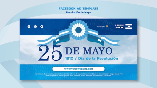 PSD gratuito plantilla de facebook de la revolución de mayo