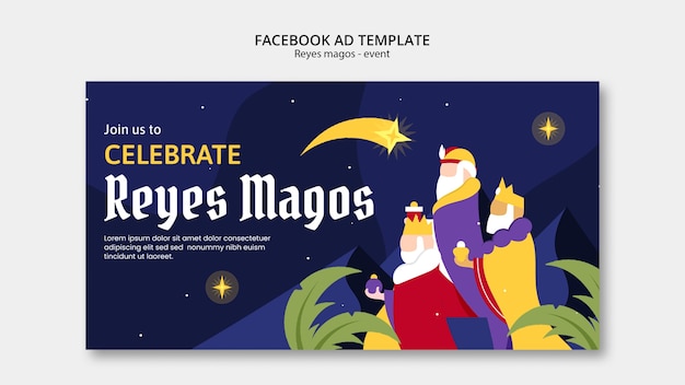 PSD gratuito la plantilla de facebook de los reyes magos