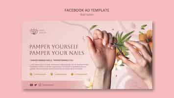 PSD gratuito plantilla de facebook de salón de uñas de diseño plano