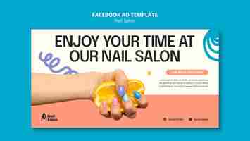 PSD gratuito plantilla de facebook de salón de uñas de diseño plano