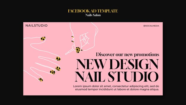 Plantilla de facebook de salón de uñas de diseño plano