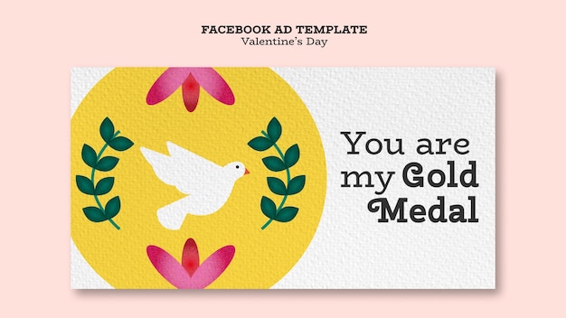 PSD gratuito plantilla de facebook de san valentín de diseño plano