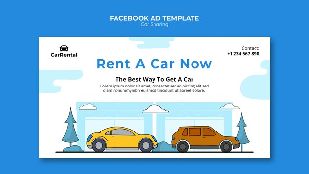 Plantilla de facebook de servicio para compartir coche