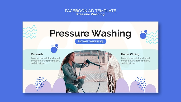 PSD gratuito plantilla de facebook del servicio de lavado a presión