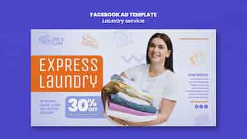 PSD gratuito la plantilla de facebook del servicio de lavandería