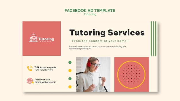 PSD gratuito la plantilla de facebook del servicio de tutoría