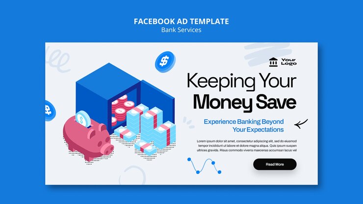 PSD gratuito plantilla de facebook de servicios bancarios