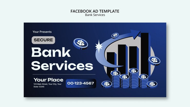 PSD gratuito plantilla de facebook de servicios bancarios