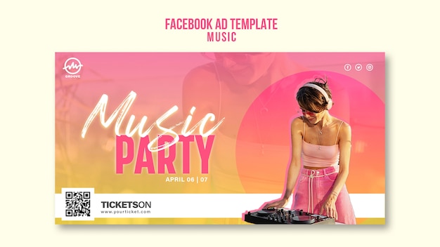 PSD gratuito plantilla de facebook de sesión de música