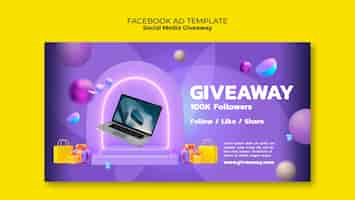 PSD gratuito plantilla de facebook de sorteo de redes sociales degradado