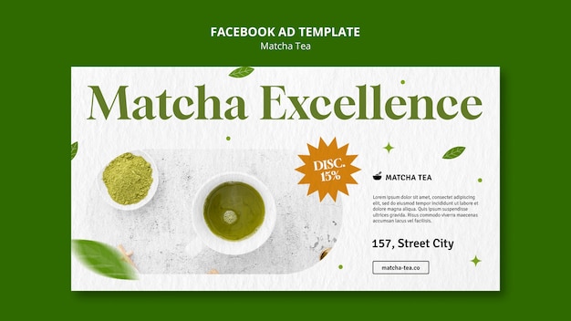 Plantilla de facebook de té matcha