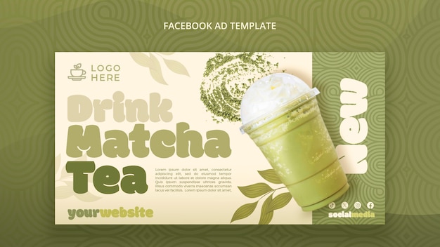 Plantilla de facebook de té matcha