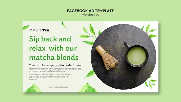 PSD gratuito plantilla de facebook de té matcha