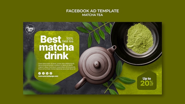 PSD gratuito plantilla de facebook de té matcha