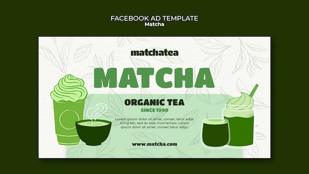 PSD gratuito la plantilla de facebook para el té matcha.