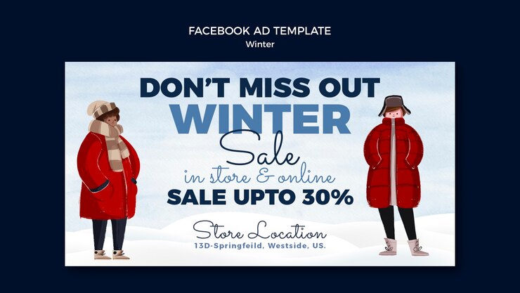PSD gratuito plantilla de facebook de temporada de invierno