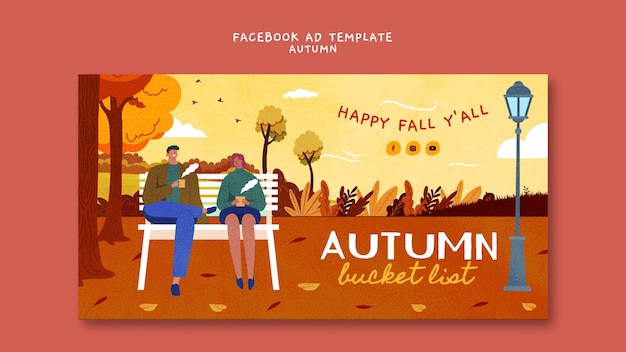 Plantilla de facebook de temporada de otoño de diseño plano