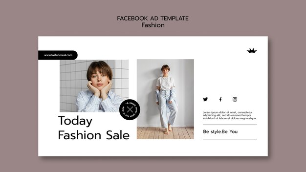 Plantilla de facebook de tendencias de moda de diseño plano