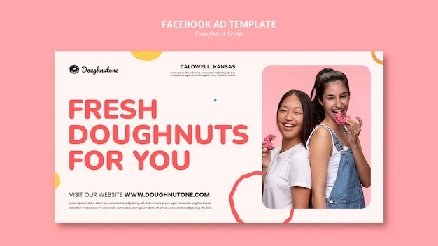 PSD gratuito plantilla de facebook de tienda de donas de diseño plano